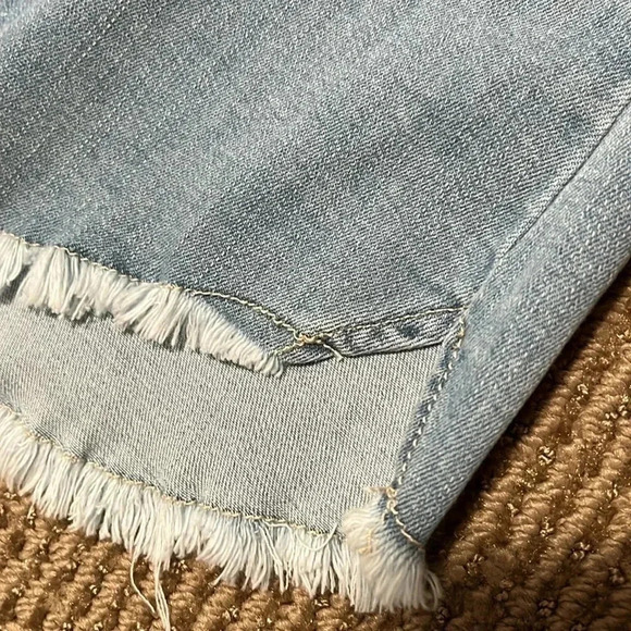 7 For All Mankind Stretch Denim Raw Hem Long Sleeve Shirt Dress Faded W… - Picture 13 of 16